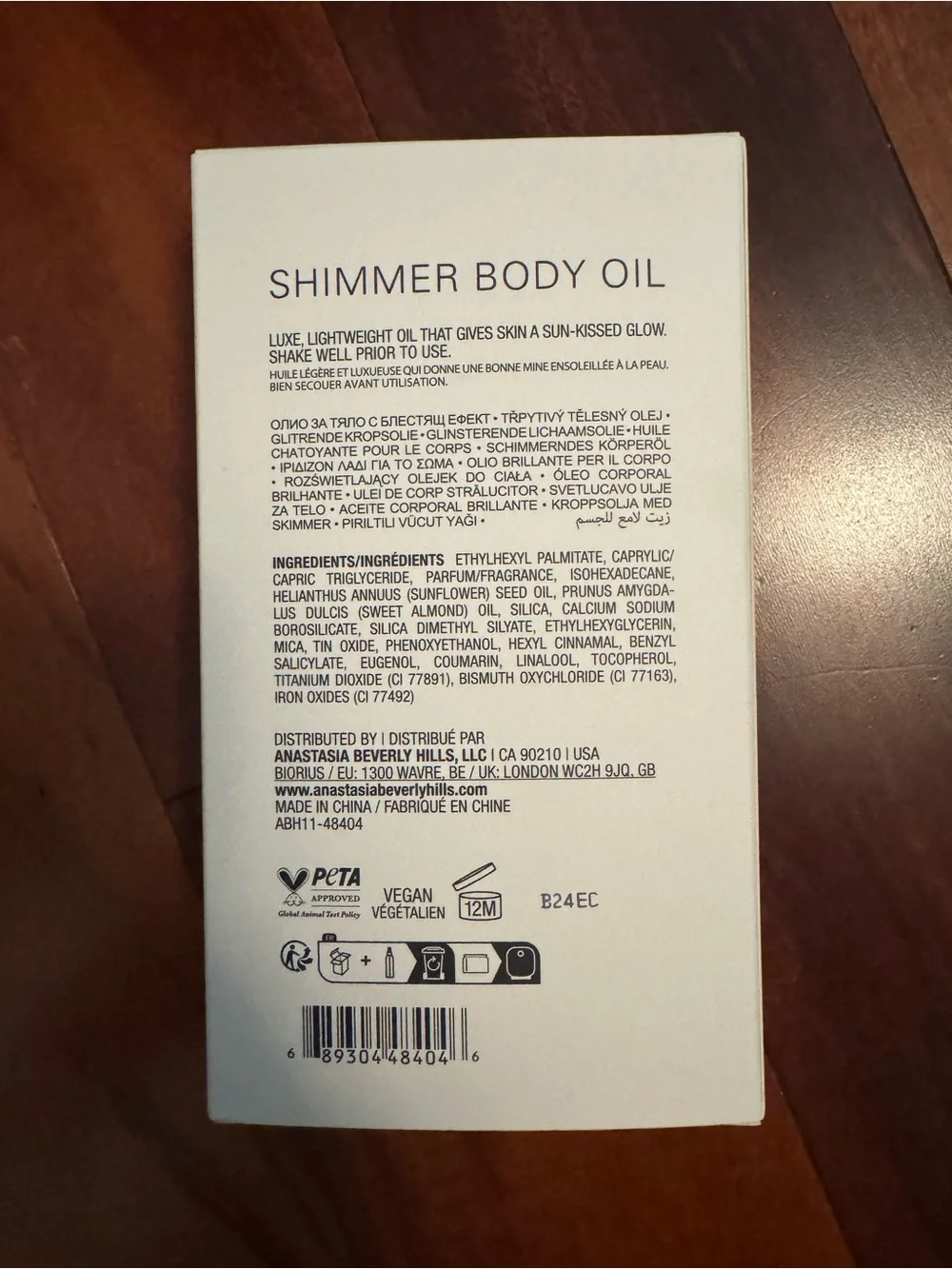 Anastasia Beverly Hills Shimmer Body Oil - Champagne Beige & Silver Accents